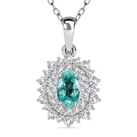 Certified & Appraised Rhapsody AAAA Paraiba Tourmaline and E-F VS2 Diamond 1.50 ctw Pendant Necklace in 950 Platinum 20 Inches 4.50 Grams