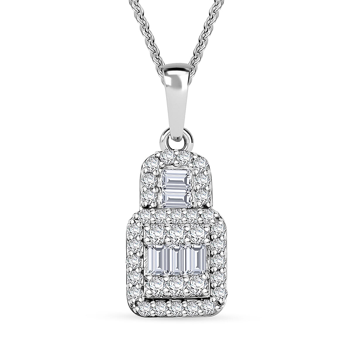 Diamond 0.50 ctw Pendant Necklace in Rhodium Over Sterling Silver 20 Inches