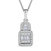 Diamond 0.50 ctw Pendant Necklace in Rhodium Over Sterling Silver 20 Inches