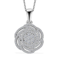 Luxuriant Lab Grown Diamond G-H SI 1.00 ctw Spiral Pendant Necklace in Rhodium Over Sterling Silver 20 Inches