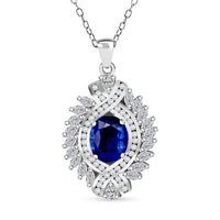 One Time Only Kashmir Kyanite, White Zircon Pendant Necklace (20 Inches) in Rhodium Over Sterling Silver 7.75 ctw