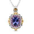 TLV Tanzanite, Multi Gemstone Pendant Necklace (20 Inches) in Vermeil YG and Rhodium Over Sterling Silver 2.20 ctw - Sticky add to cart bar
