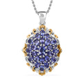 TLV Tanzanite (FF), White Zircon Floral Pendant Necklace (20 Inches) in Vermeil YG and Rhodium Over Sterling Silver 4.10 ctw - Sticky add to cart bar