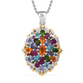 TLV Tanzanite (FF), White Zircon Floral Pendant Necklace (20 Inches) in Vermeil YG and Rhodium Over Sterling Silver 4.10 ctw - Sticky add to cart bar