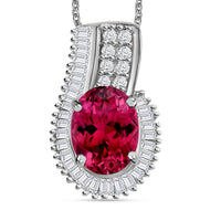 Luxoro AAA Ouro Fino Rubellite and Diamond Pendant Necklace in 14K White Gold (20 Inches) 1.61 ctw