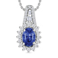 Luxoro AAA Ceylon Blue Sapphire and G-H I2 Diamond Pendant Necklace in 14K White Gold 20 Inches 1.31 ctw - Sticky add to cart bar