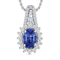 Luxoro AAA Ceylon Blue Sapphire and G-H I2 Diamond Pendant Necklace in 14K White Gold 20 Inches 1.31 ctw