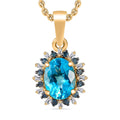 Luxoro AAA Paraiba Apatite, Blue Diamond and I2 Diamond Pendant Necklace in 10K White Gold 20 Inches 1.38 ctw - Sticky add to cart bar