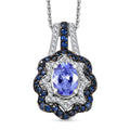 D'Joy Tanzanite and Multi Gemstone 2.60 ctw Pendant Necklace in Rhodium Over Sterling Silver 20 Inches - Sticky add to cart bar