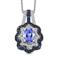 D'Joy Tanzanite and Multi Gemstone 2.60 ctw Pendant Necklace in Rhodium Over Sterling Silver 20 Inches