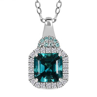 Certified & Appraised Rhapsody AAAA Pirineu Lagoon Tourmaline, Paraiba Tourmaline and E-F VS2 Diamond 3.98 ctw Pendant Necklace in 950 Platinum 20 Inches