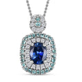 Certified & Appraised Rhapsody AAAA Ceylon Blue Sapphire, Paraiba Tourmaline and Diamond E-F VS 2.15 ctw Pendant Necklace in 950 Platinum 20 Inches 8.50 Grams - Sticky add to cart bar