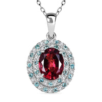 Certified & Appraised Rhapsody AAAA Ouro Fino Rubellite, Paraiba Tourmaline and E-F VS2 Diamond 2.51 ctw Pendant Necklace in 950 Platinum 20 Inches 3.60 Grams