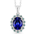 Certified & Appraised Rhapsody AAAA Tanzanite, Paraiba Tourmaline and E-F VS2 Diamond 3.55 ctw Pendant Necklace 20 Inches 5.90 Grams - Sticky add to cart bar