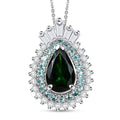 Certified & Appraised Rhapsody AAAA Tsavorite Garnet, Paraiba Tourmaline and Diamond E-F VS2 1.80 ctw Pendant Necklace in 950 Platinum 20 Inches - Sticky add to cart bar