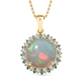 Certified & Appraised Luxoro AAA Ethiopian Welo Opal, Paraiba Tourmaline and G-H I2 Diamond 6.00 ctw Pendant Necklace in 14K Yellow Gold 20 Inches - Sticky add to cart bar