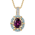 Certified & Appraised Luxoro AAA Radiant Ember Garnet, Paraiba Tourmaline and G-H I2 Diamond 1.70 ctw Pendant Necklace in 10K Yellow Gold 20 Inches - Sticky add to cart bar