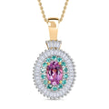 Certified & Appraised Luxoro AAA Imperial Topaz, Paraiba Tourmaline and G-H I2 Diamond 1.00 ctw Pendant Necklace in 10K Rose Gold 20 Inches - Sticky add to cart bar