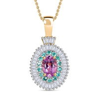 Certified & Appraised Luxoro AAA Imperial Topaz, Paraiba Tourmaline and G-H I2 Diamond 1.00 ctw Pendant Necklace in 10K Rose Gold 20 Inches