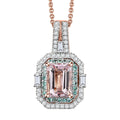 Certified & Appraised Luxoro AAA Pink Morganite, Paraiba Tourmaline and Diamond G-H I2 2.15 ctw Pendant Necklace in 14K Rose Gold 20 Inches (Del. in 10-12 Days) - Sticky add to cart bar