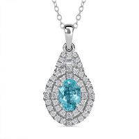 Certified & Appraised Rhapsody AAAA Paraiba Tourmaline and E-F VS2 Diamond 2.22 ctw Pendant Necklace in 950 Platinum 4.53 Grams 20 Inches (Del. in 10-12 Days)