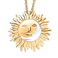 Sun Pendant Necklace (20 Inches) in 14K YG and Platinum Over Sterling Silver