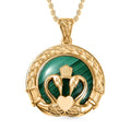 African Malachite Pendant in 18K YG Plated with ION Plated YG Stainless Steel Necklace (20 Inches) 6.80 ctw - Sticky add to cart bar