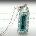 Rhapsody AAAA Monte Belo Indicolite, AAAA Paraiba Tourmaline and E-F VS2 Diamond 2.75 ctw Pendant Necklace in 950 Platinum 20 Inches 5.75 Grams - Sticky add to cart bar