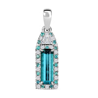 Rhapsody AAAA Monte Belo Indicolite, AAAA Paraiba Tourmaline and E-F VS2 Diamond 2.75 ctw Pendant Necklace in 950 Platinum 20 Inches 5.75 Grams