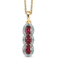 Luxoro 10K Yellow Gold Ouro Fino Rubellite, Paraiba Tourmaline and Diamond Pendant Necklace (20 Inches) 3.11 ctw