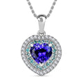 Certified & Appraised Rhapsody AAAA Tanzanite, Paraiba Tourmaline and E-F VS2 Diamond 2.20 ctw Heart Pendant Necklace in 950 Platinum 20 Inches 4.15 Grams - Sticky add to cart bar