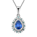 Premium Ceylon Blue Sapphire, AAA Paraiba Tourmaline and Diamond 1.17 ctw Pendant Necklace in Rhodium Over Sterling Silver 20 Inches - Sticky add to cart bar