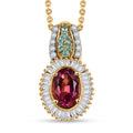 Premium Ouro Fino Rubellite, AAA Paraiba Tourmaline and Diamond 1.08 ctw Halo Pendant Necklace in 18K Vermeil Yellow Gold Over Sterling Silver 20 Inches - Sticky add to cart bar