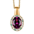 AAA Radiant Ember Garnet, AAA Paraiba Tourmaline and Diamond 1.80 ctw Dewdrop Pendant Necklace in 18K Vermeil Yellow Gold Over Sterling Silver 20 Inches - Sticky add to cart bar