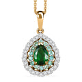 Certified & Appraised Luxoro AAA Tsavorite Garnet, AAAA Paraiba Tourmaline and Diamond E-F I2 1.80 ctw Pendant Necklace in 14K Yellow Gold 20 Inches - Sticky add to cart bar