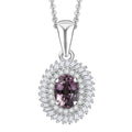 Royal Lavender Spinel and Diamond 1.15 ctw Floral Pendant Necklace in Rhodium Over Sterling Silver 20 Inches - Sticky add to cart bar