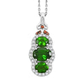 D'Joy Chrome Diopside, Brown and White Zircon 2.40 ctw Pendant Necklace in Rhodium Over Sterling Silver 20 Inches - Sticky add to cart bar