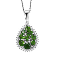 D'Joy Chrome Diopside and White Zircon 1.80 ctw Pendant Necklace in Rhodium Over Sterling Silver 20 Inches