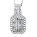 D'Joy Radiant Cut Moissanite 4.65 ctw Art Deco Pendant Necklace in Rhodium Over Sterling Silver 20 Inches - Sticky add to cart bar