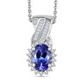 AAA Tanzanite and G-H I3 Diamond 1.20 ctw Pendant Necklace 20 Inches in Rhodium Over Sterling Silver - Sticky add to cart bar