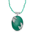 Karis Verde Onyx 124.20 ctw Flower and Leaves Pendant Necklace 20 Inches in Platinum Bond - Sticky add to cart bar