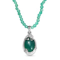 D'Joy Verde Onyx 60.80 ctw Dragon Pendant with Beaded Necklace in Rhodium Over Sterling Silver 20 Inches - Sticky add to cart bar