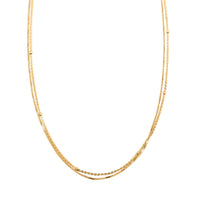 Set of 2 Cube & DIamond-Cut Chain Necklace in 14K Yellow Gold Over Sterling Silver 2.8 Grams 18 Inches