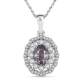 Royal Lavender Spinel and White Zircon 1.70 ctw Floral Pendant Necklace in Rhodium Over Sterling Silver 20 Inches - Sticky add to cart bar