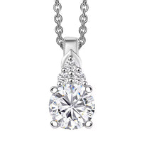 D'Joy Lab Created White Sapphire 1.15 ctw Pendant in Sterling Silver with Stainless Steel Necklace 20 Inches