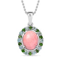 Karis Oregon Peach Opal and Multi Gemstone 2.35 ctw Blooming Pendant in Platinum Bond with Stainless Steel Necklace 20 Inches - Sticky add to cart bar