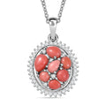 Karis Oregon Peach Opal and White Zircon 1.50 ctw Blooming Pendant in Platinum Bond with Stainless Steel Necklace 20 Inches - Sticky add to cart bar