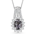Royal Lavender Spinel and Moissanite 1.30 ctw Classic Halo Pendant Necklace in Rhodium Over Sterling Silver 20 Inches - Sticky add to cart bar