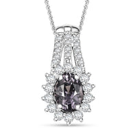 Royal Lavender Spinel and Moissanite 1.30 ctw Classic Halo Pendant Necklace in Rhodium Over Sterling Silver 20 Inches