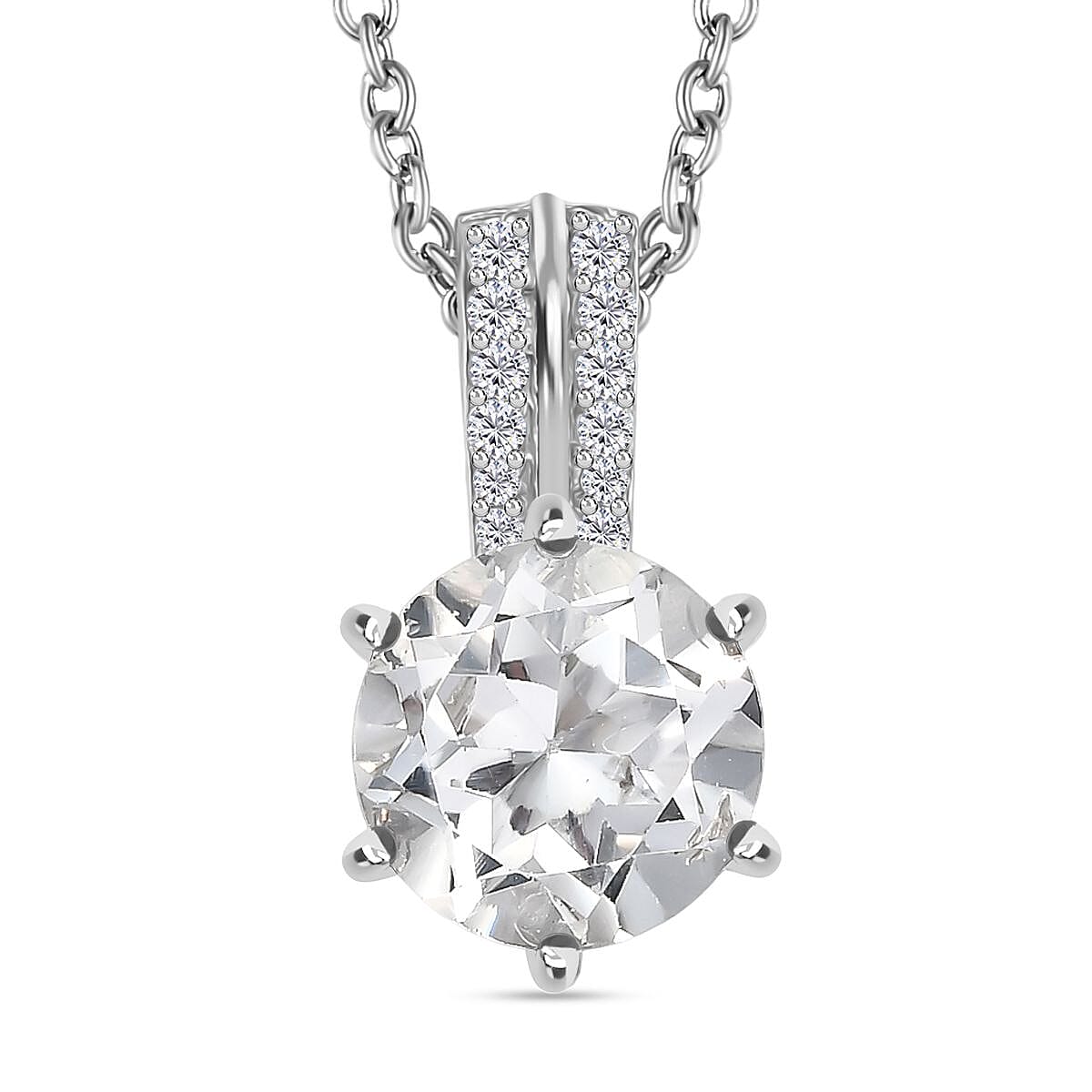 Golconda Topaz Star Brilliance 3.40 ctw Pendant in Platinum Over Sterling Silver with Stainless Steel Necklace 20 Inches